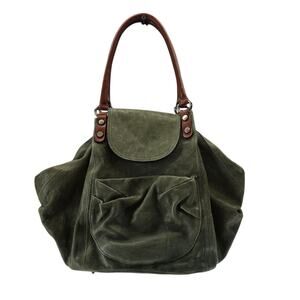 Sundance Shoulder Bag Olive Green Leather British Tan Crossbody Strap Slouchy